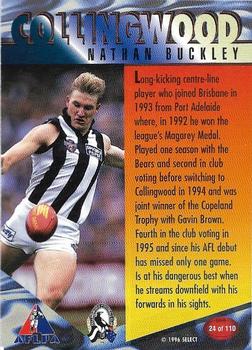 1996 Select AFL Centenary Series #24 Nathan Buckley Back